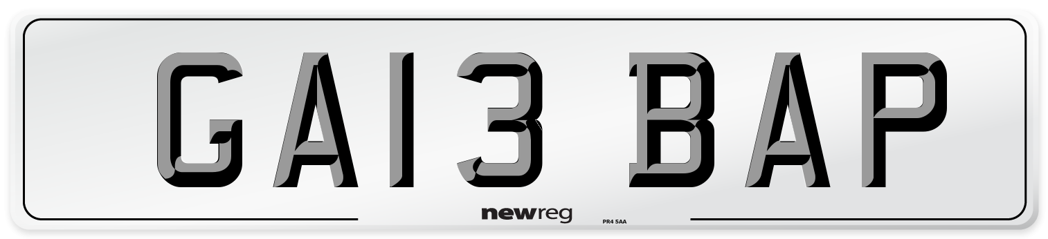 GA13 BAP Number Plate from New Reg
